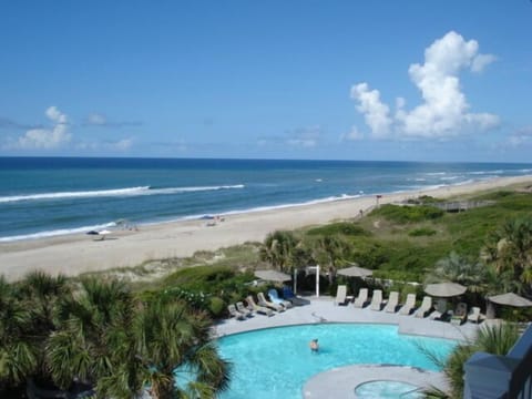 Overlooking heated pool, hot tub and kiddie pool