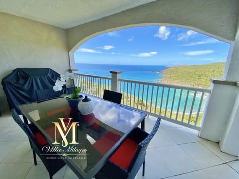 The view from the private back porch which includes a grill and seating for 4. 