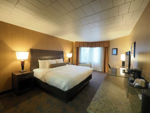 Room, 1 King Bed | Premium bedding, iron/ironing board, free cribs/infant beds