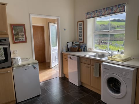 The kitchen looking out over the fields