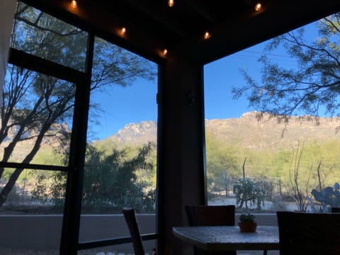 View from patio with no buildings or parking between it and mountains