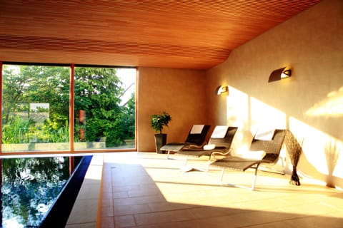Indoor pool, sun loungers