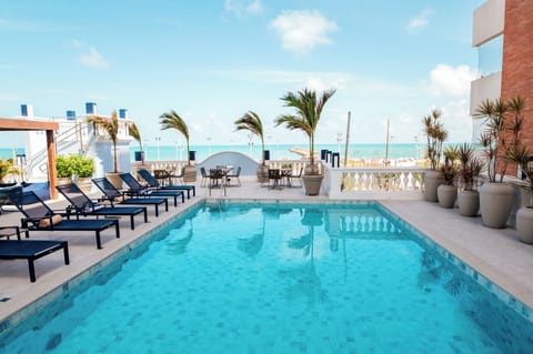 Outdoor pool, sun loungers