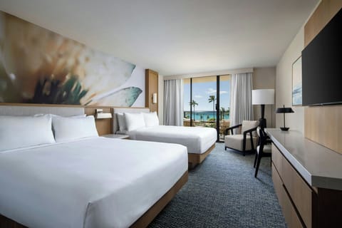 Room, 2 Queen Beds, Balcony, Oceanfront | Premium bedding, in-room safe, desk, iron/ironing board
