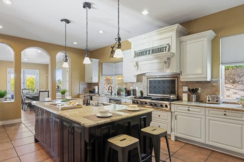 Spacious, fully-equipped main kitchen with fantastic central island.