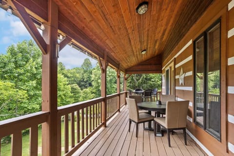 Large Covered Deck with Outdoor Dining Tables