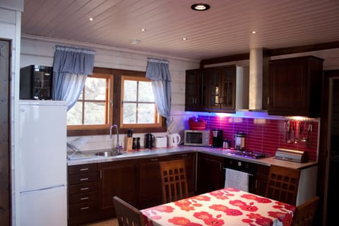 Panoramic Villa, 4 Bedrooms, Sauna, Lake View | Private kitchen | Fridge, microwave, oven, stovetop