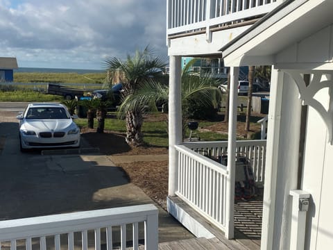 View of the beach from the side porch
