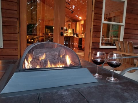 Enjoy a cozy fire on your private deck.