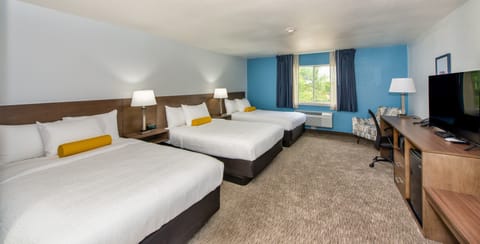 Premium bedding, desk, blackout drapes, iron/ironing board