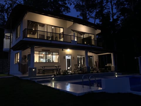 Twilight view ( notice  ocean view showers cantilevered off back )