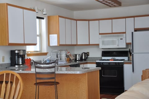 Fully stocked kitchen.