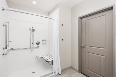 Standard Room, 1 King Bed, Roll-in Shower (Communications Accessible) | Bathroom | Combined shower/tub, free toiletries, hair dryer, towels