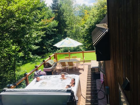 THIS is the back deck of CEDARWALK in the Summertime! music outdoors too! 