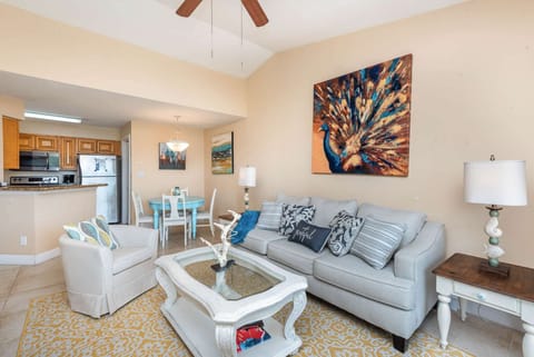 Open living room area with high ceilings
