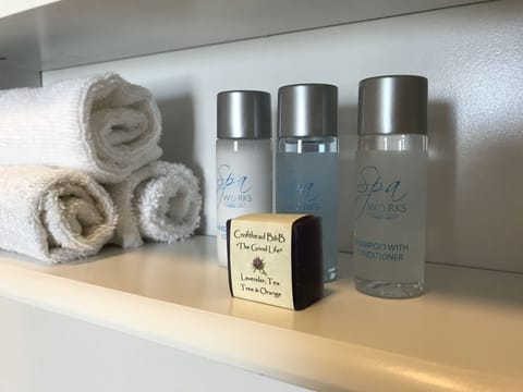 Free toiletries, hair dryer, bathrobes, towels