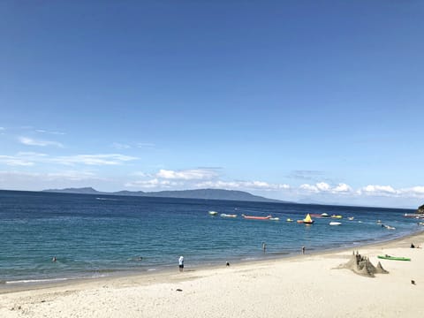 On the beach, scuba diving, snorkeling, kayaking