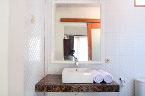 Deluxe Double Room, 1 King Bed | Bathroom | Shower, free toiletries, bidet, towels