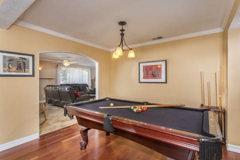 Billiards Pool Table Adjacent to Family Room