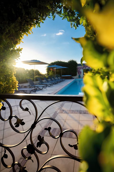 Outdoor pool, sun loungers
