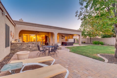 Patio looking at house