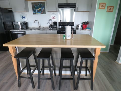 Hand crafted kitchen island with seats