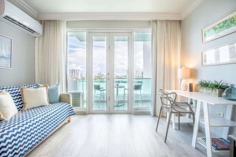 Living Area and waterfront balcony