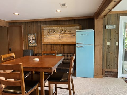 Additional medium sized fridge and freezer combo downstairs