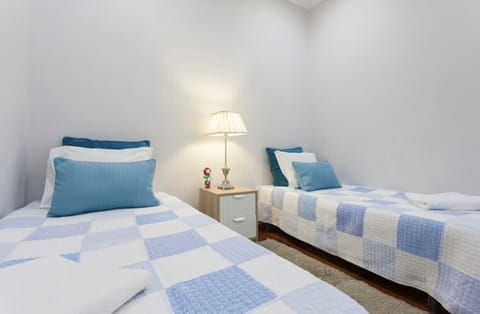 Room with two single beds. This room hasn’t windows