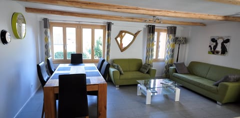 Spacious open plan lounge and dining area.