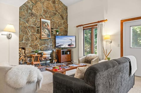 Living Room with Wood-Burning Fireplace
