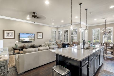 Kitchen Bar and Living Area
