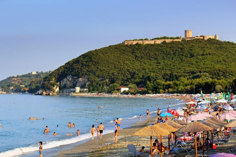 On the beach, white sand, beach bar
