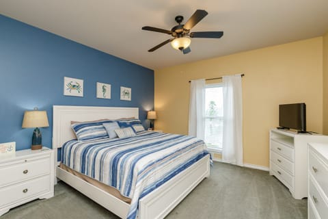 Spacious master bedroom with a king bed and attached bathroom!