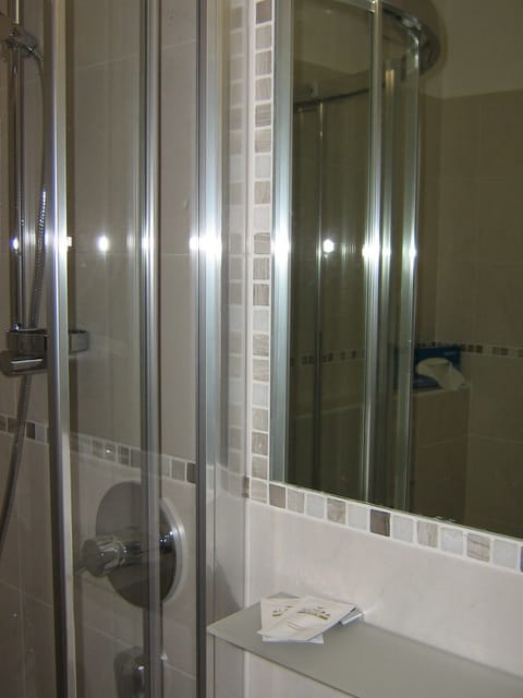 Hair dryer, heated floors, towels, soap