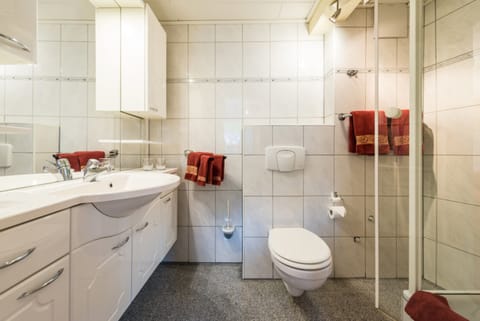 Suite | Bathroom | Shower, hair dryer, towels, soap