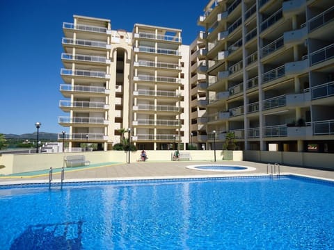 Swimming pool and building facade