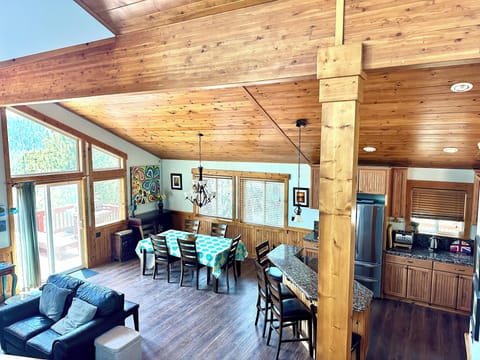 View of family room and kitchen/dining area.