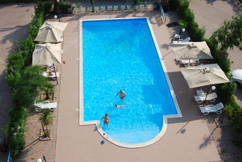 Outdoor pool, a rooftop pool, sun loungers