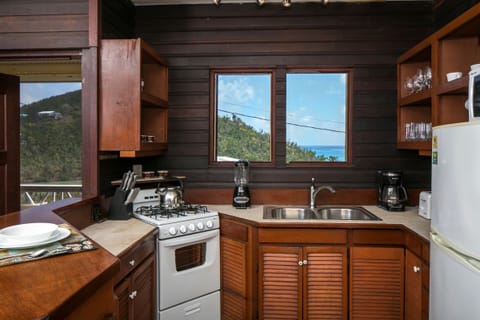 kitchen with a view of Turner Bay and Contant Hill on the other side of the Bay