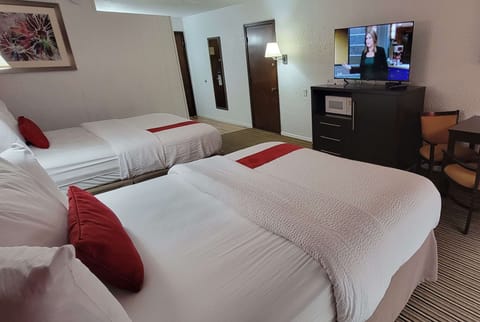 Desk, laptop workspace, blackout drapes, soundproofing