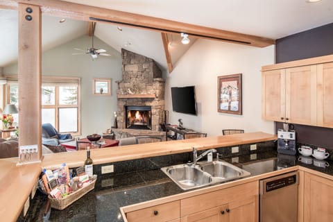 Kitchen looking out to living room
