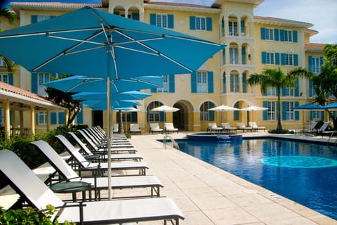 Plenty of poolside loungers for you to use.