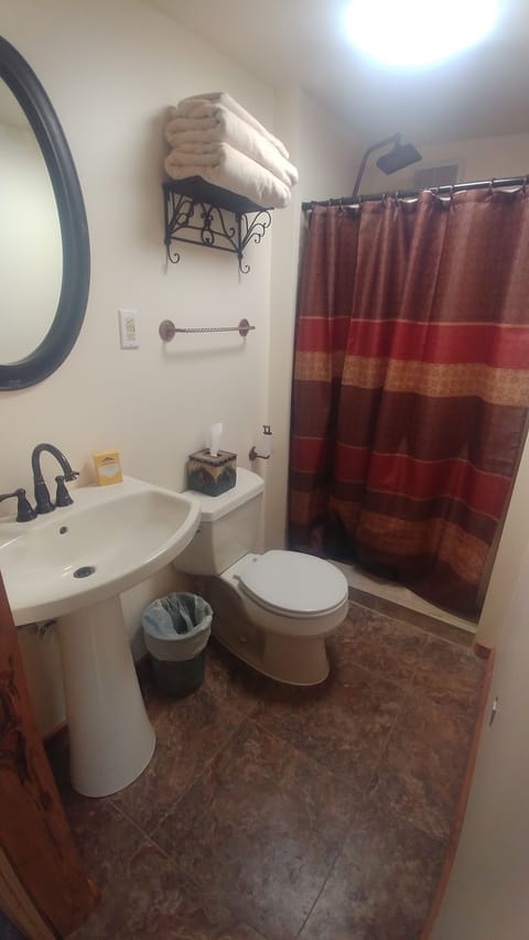 Family Cabin | Bathroom | Hair dryer, towels, soap, shampoo