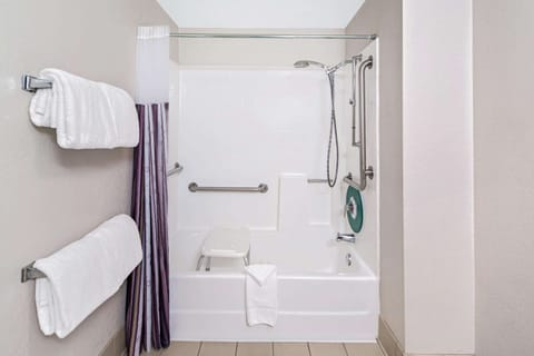 Eco-friendly toiletries, hair dryer, towels