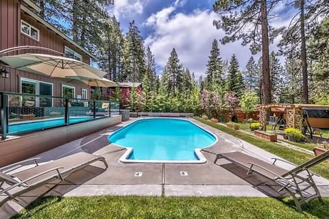Heated Salt water private swimming pool and deck