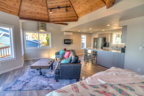 Spacious living area next to the kitchen.