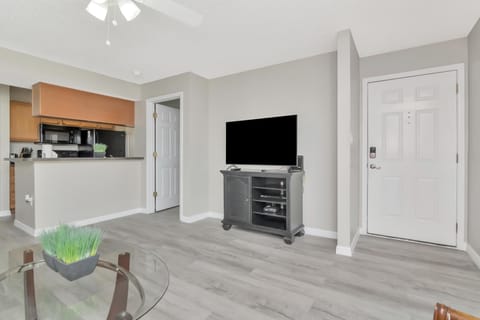 Bright living room with modern kitchen and open layout