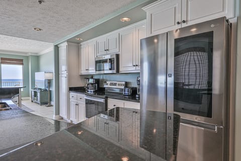 Fully stocked kitchen.
