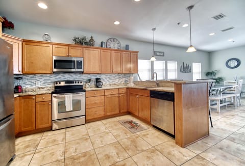 Beautiful fully stocked kitchen.  